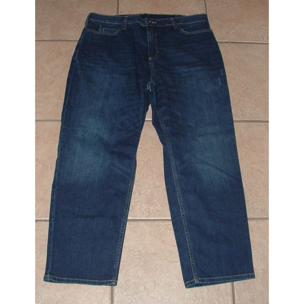 DULUTH Dark Blue Denim Sz 16 Casual Wear Stretchy Cotton Cropped Jeans Pockets
